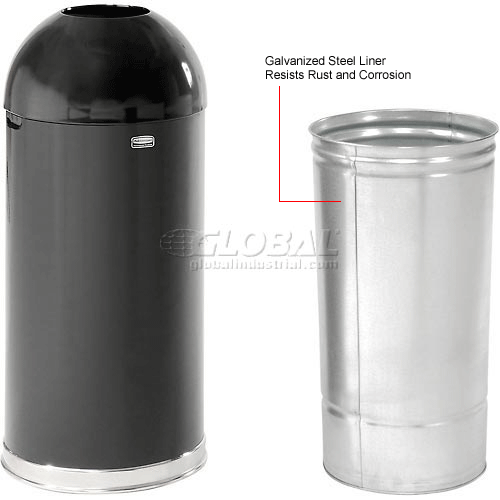 Rubbermaid® Steel Round Open Top Trash Can W/Galvanized Liner, 15