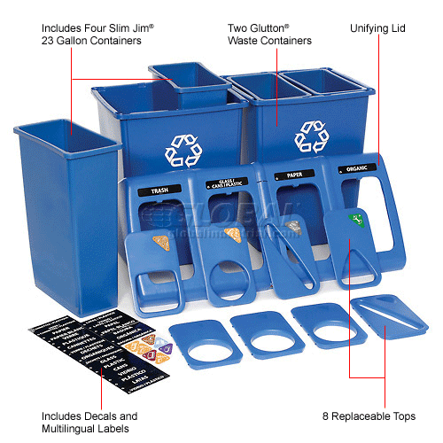 Garbage Can & Recycling Recycling Rubbermaid Glutton® 1792372 Waste and Recycling Station