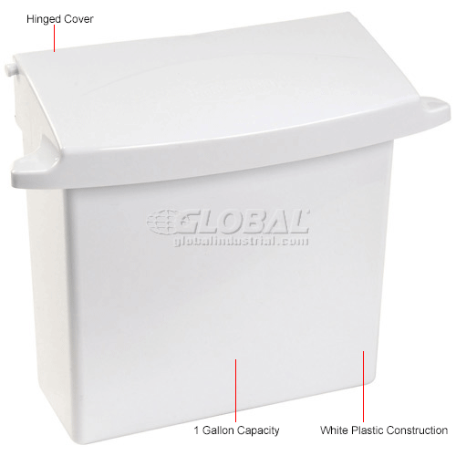 Rubbermaid® Wall Mounted Sanitary Napkin Receptacle FG614000 WHT