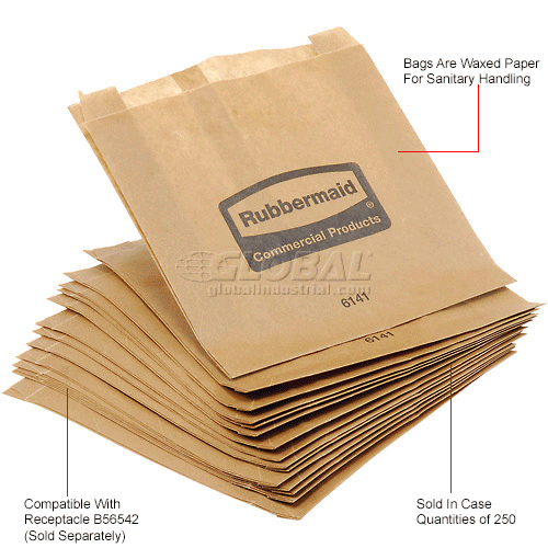 Rubbermaid Waxed Bags For Sanitary Napkin Receptacle
																			