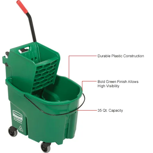 Cleaning Tools & Supplies, Mop Buckets & Wringers, Mop Bucket And Wringer  Combo with Side Press, Green