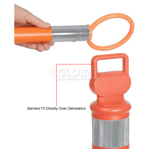 Retractable Cone Bar Barricade System, 2 Delineators, 2 Cone Bars, 2