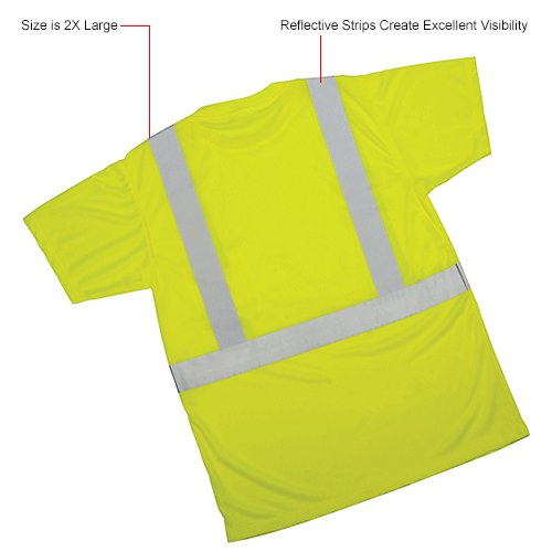 OccuNomix Classic Standard Wicking Birdseye Class 2 T-Shirt W/ Pocket, Hi-Vis Yellow, 2XL