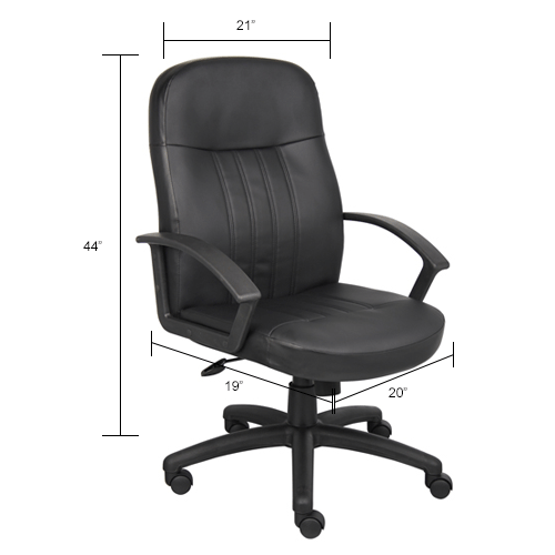Executive Office Chair with Arms - Leather - High Back - Black