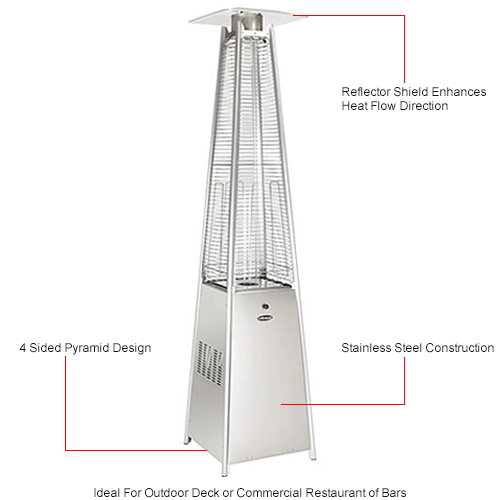 Hiland Quartz Glass Tube Patio Heater, 40000 BTU, Propane, Stainless Steel