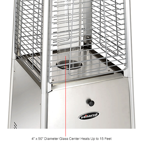 Quartz Glass Tube Patio Heater, 40000 BTU, Propane, Stainless Steel