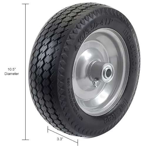 4.10/3.50-4 Sawtooth Tire with Rim (5/8'' or 3/4 Bearing) - White