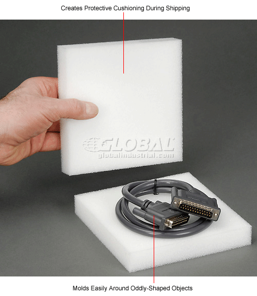 Protective Packaging Foam White Foam Pad, 6"W X 6"L X 1"D Pkg Qty