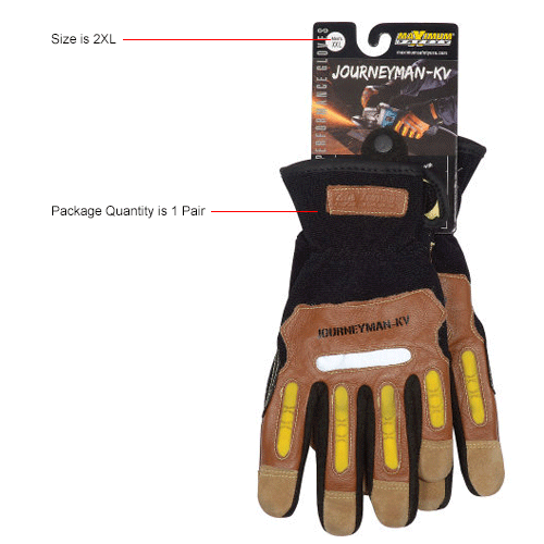 PIP Maximum Safety&#174; Journeyman KV, Professional Workman's Glove, Brown, XXL, 1 Pair