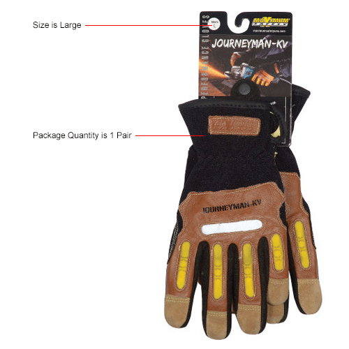 PIP Maximum Safety&#174; Journeyman KV, Professional Workman's Glove, Brown, L, 1 Pair
