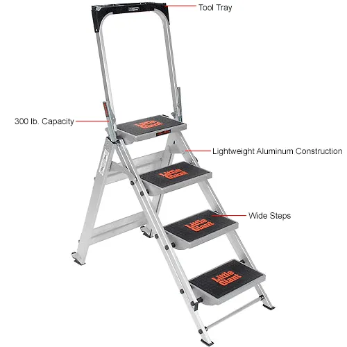 Little Giant® Safety Aluminum Step Ladder - 4 Step - 10410BA