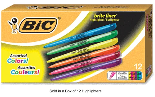   Basics Tank Style Highlighters - Chisel Tip, Yellow,  12-Pack : Office Products