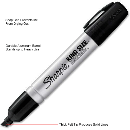 Sharpie® King Size Permanent Marker, Chisel, Black Ink Pkg Qty 12