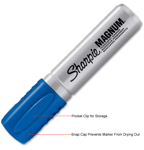  Sharpie&#174; Magnum Permanent Marker, Extra Large Chisel, Blue Ink, 1 Each
																			