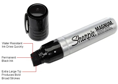 Sharpie® Magnum Permanent Marker, Extra Large Chisel, Black Ink