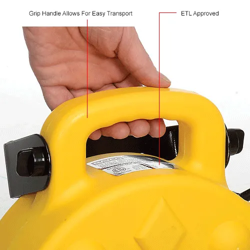 Bayco SL-8904-40 15-Amp Quad-Tap Retractable Reel – Heavy-Duty 12/3 Gauge Cord, 4 Grounded Outlets, LED Status Light