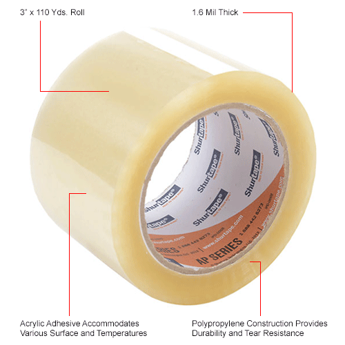 Shurtape® Carton Sealing Tape AP101 3 x 110 Yds Clear - Pkg Qty 24 
																			