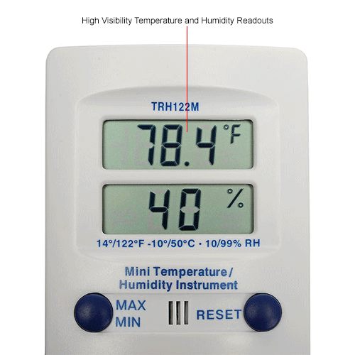 Cooper Mini Wall Thermometer, Trh122m-0-8, Digital Temperature & Humidity, Dual Display 
																			