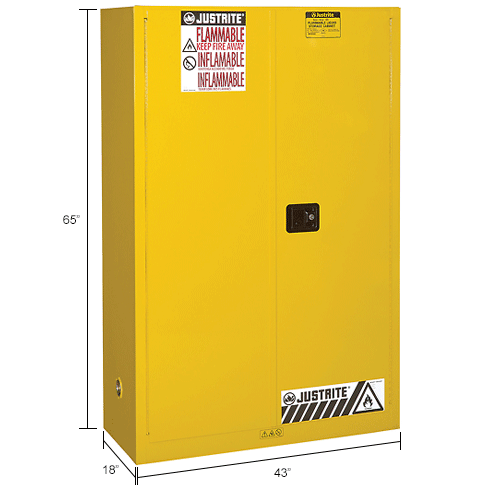 Justrite 60 Gallon 2 Door, Manual, Paint & Ink 43"W x 18"D x