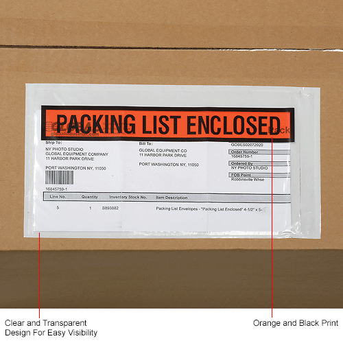 Packing List Envelopes "Packing List Enclosed" 51/2" x 10" Panel