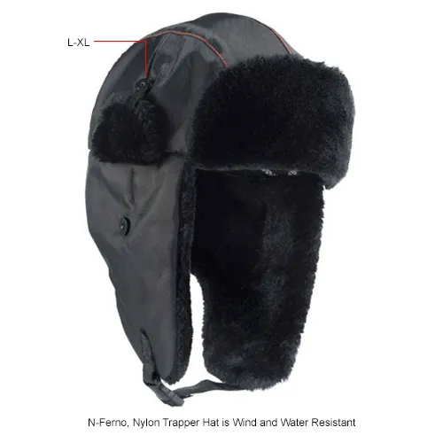 Ergodyne® N-Ferno® 6802 Classic Trapper Hat, L/XL, Black, 16845
