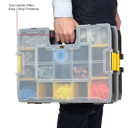Stanley STST14027 SortMaster 17-3/8"x13"x3-1/2" 17-Compartment Stackable Small Parts Organizer