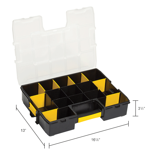 Stanley STST14027 SortMaster 17-3/8"x13"x3-1/2" 17-Compartment Stackable Small Parts Organizer