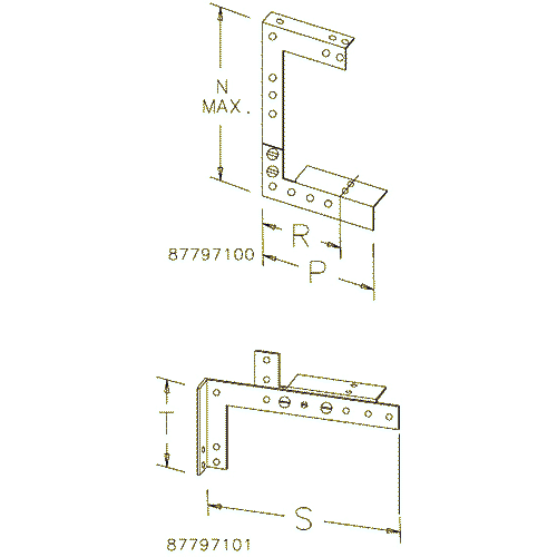 Hoffman F1010GDB, Drop & Bracket Hanger, Type 1, Fits 10.00x10.00, Steel/Gray