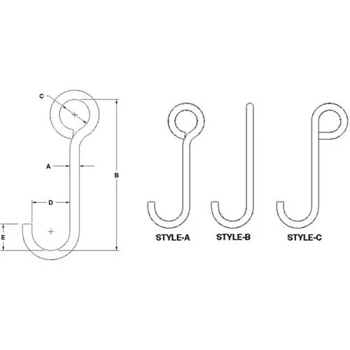 M&W Alloy Steel J-Hooks Eye Style C (Made In USA)