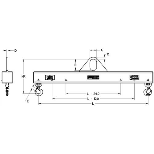 M&W 6' Lift Beam Low Headroom, Multiple Length 40,000 Lb. Capacity