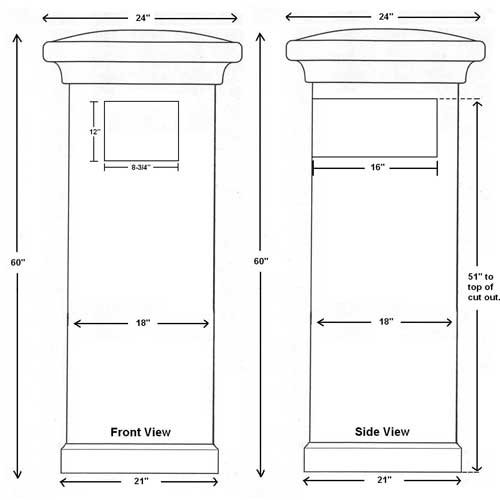 Manchester NonLocking Stucco Column Mailbox in Slate Gray Color