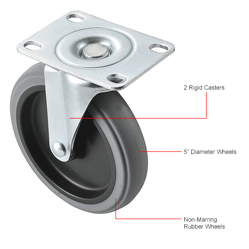 Global Industrial™ Replacement 5" Rubber Casters For Plastic Service