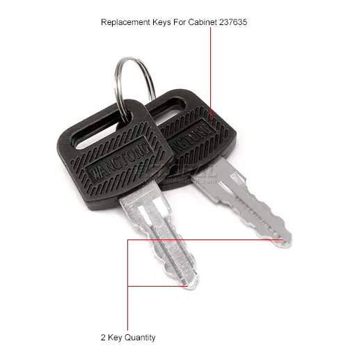 Global Industrial™ Replacement Keys For 237635GY/BK/TN, 269876GY