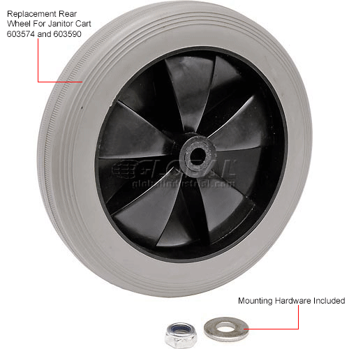 Replacement 8 Inch Rear Wheel for Janitor Cart
																			