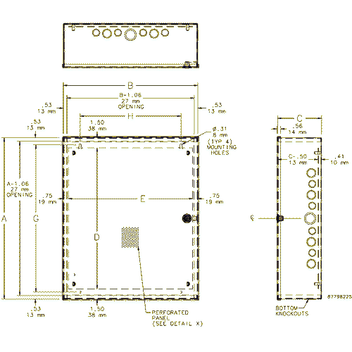 Hoffman A16126T1PP, Control Box, Type 1 W Perf Panel, 16.00X12.00X6.00, Steel/Gray