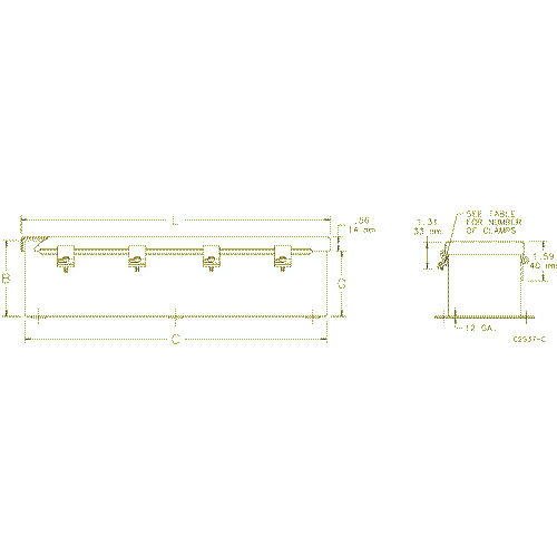 Hoffman F1212T36HC, Wire Trough, Hinged Cover, 12.00x12.00x36.00, Steel