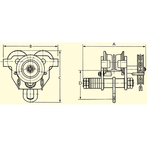 OZ Lifting OZ10GBT Geared Beam Trolley 10 Ton Capacity