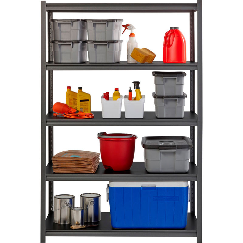 Hirsh Industries Iron Horse Heavy Duty Storage Rack 48 Wx18 Dx72 H 5 Shelf 3200lbs Cap Gray 798920 Globalindustrial Com