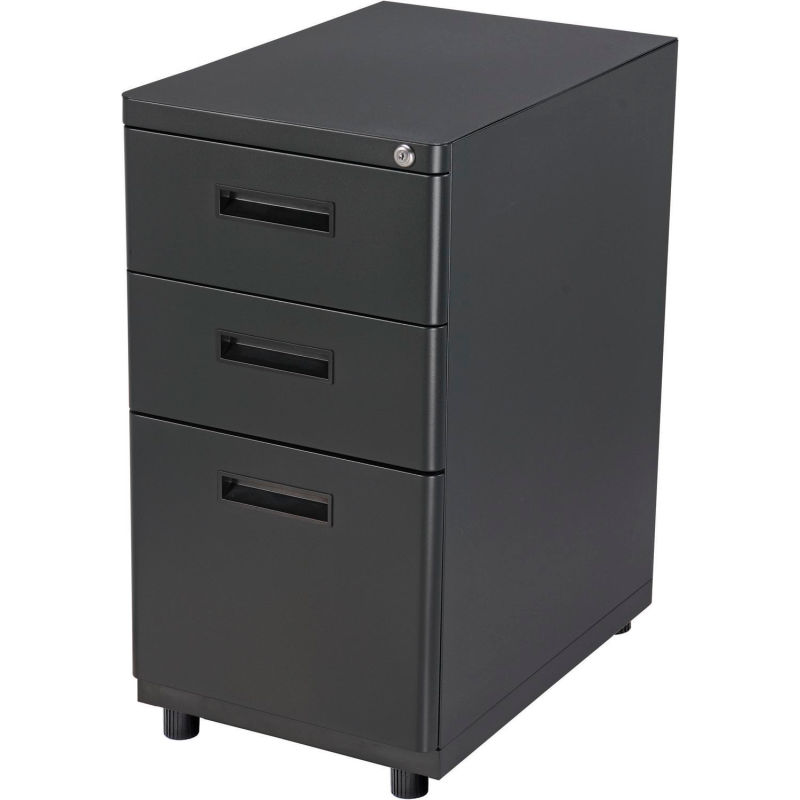Desks Steel Office Collections Interion 3 Drawer Pedestal Box File Cabinet 16 W X 20 D X 29 H Black 248772 Globalindustrial Com