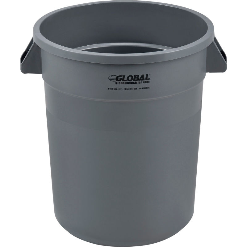 Garbage Can Recycling Plastic Indoor Global Industrial Plastic Trash Container Garbage Can 20 Gallon Gray 240458gy Globalindustrial Com - recycling bin melts gears roblox
