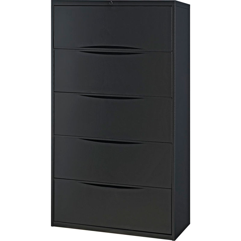 File Cabinets Lateral Interion 36 Premium Lateral File Cabinet 5 Drawer Black 252471bk Globalindustrial Com