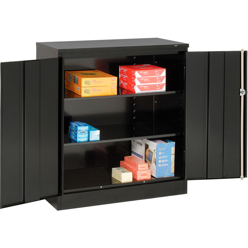 Cabinets Wall Mount Counter Height Tennsco Counter High Metal Storage Cabinet 1442 Blk 36x18x42 Black 254408bk Globalindustrial Com