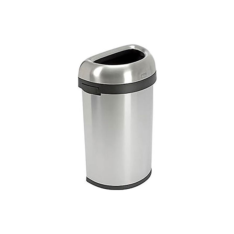 Simplehuman Stainless Steel Semi Round Open Top Trash Can 16 Gallon 261343ss Globalindustrial Com Semi Round Open Top Trash Can, Stainless Steel Half Round Trash Can