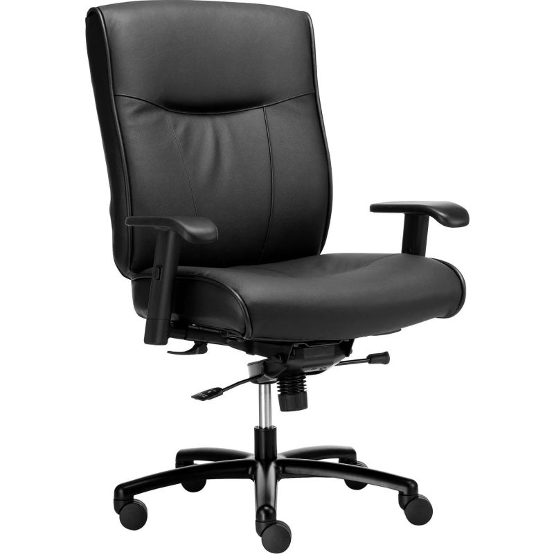 Interion Big And Tall Office Chair Leather High Back Black 277488 Globalindustrial Com