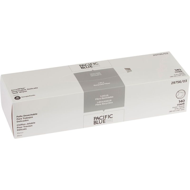 Georgia-Pacific AccuWipe 29856 White Virgin Fiber Premium 1-Ply Technical Cleaning Wipers 15 Boxes of 140 15 Width x 16-11//16 Length
