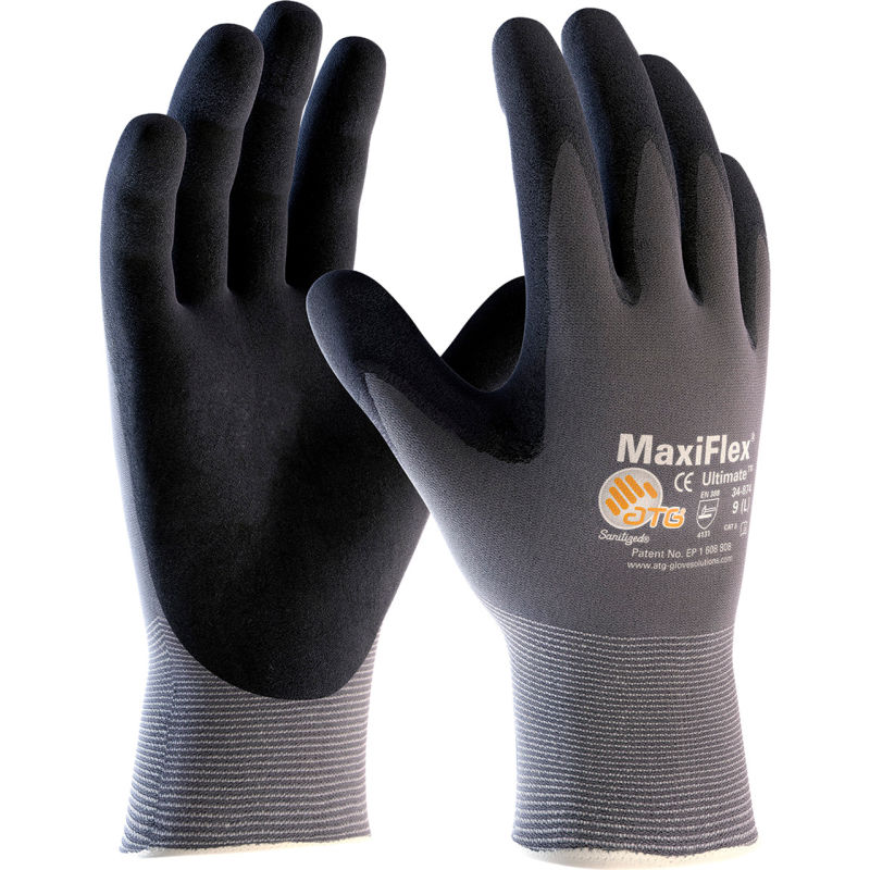 L M 36 Pairs White Nylon Work Gloves w/ Gray Nitrile Palm Finger Coating S XL
