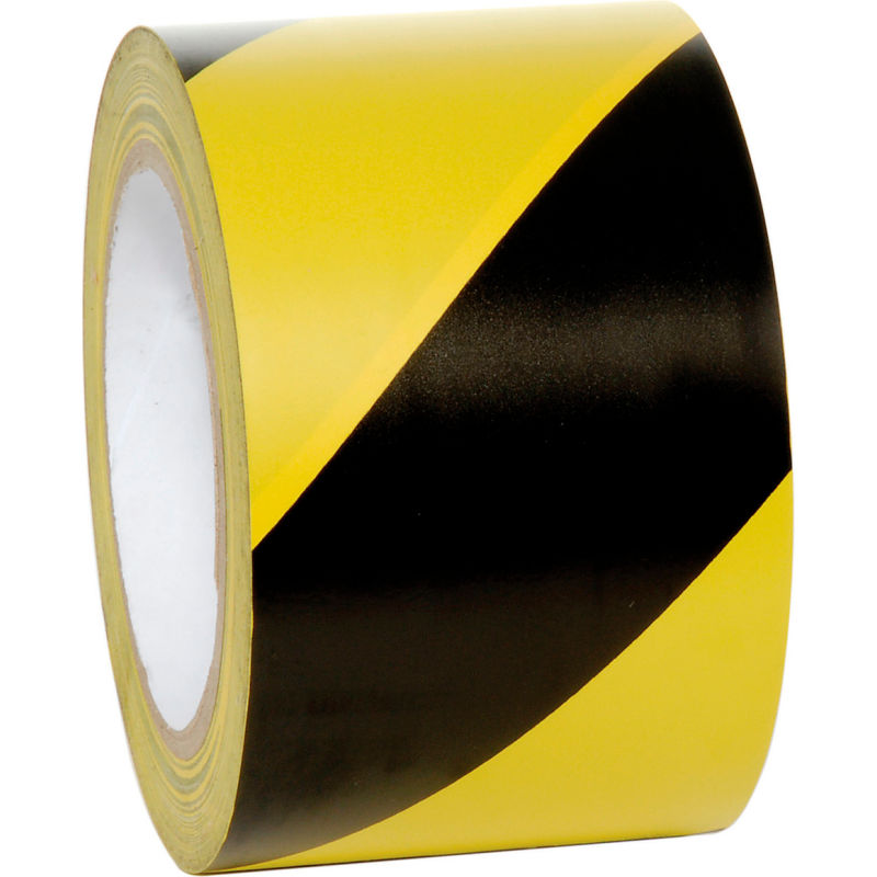 Non Adhesive Barrier Tape 72mm x 500m Roll Black & Yellow Hazard Warning Tape 