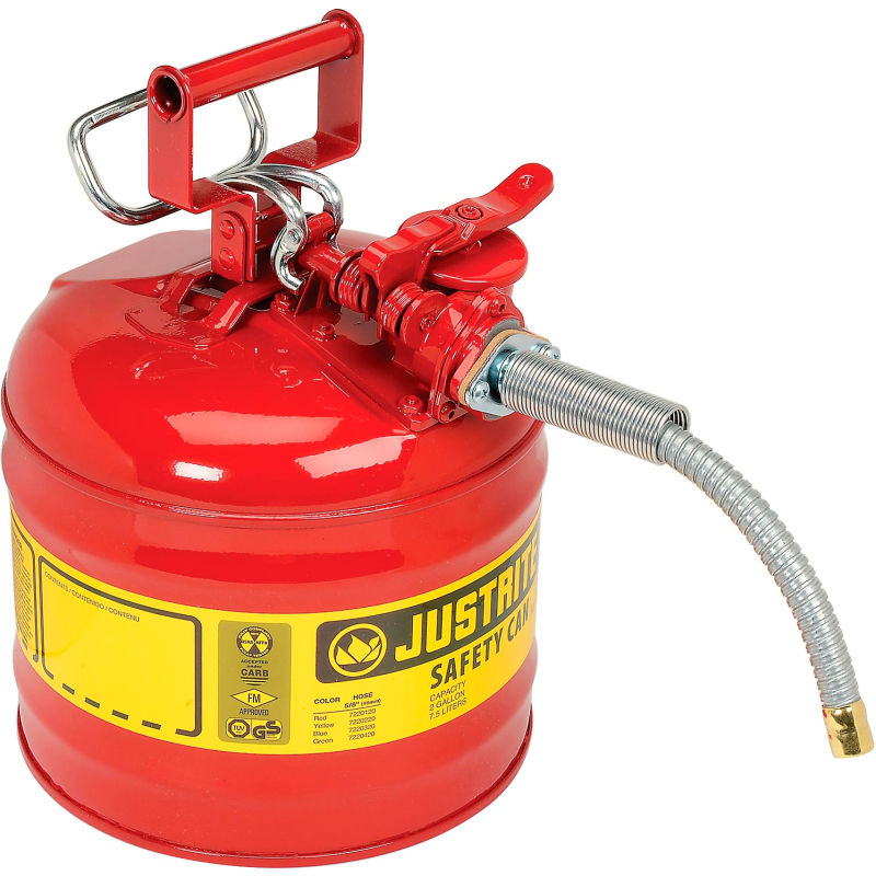 Red Steel Type Ii Safety Can For Flammables Justrite 7220120 2 Gal 