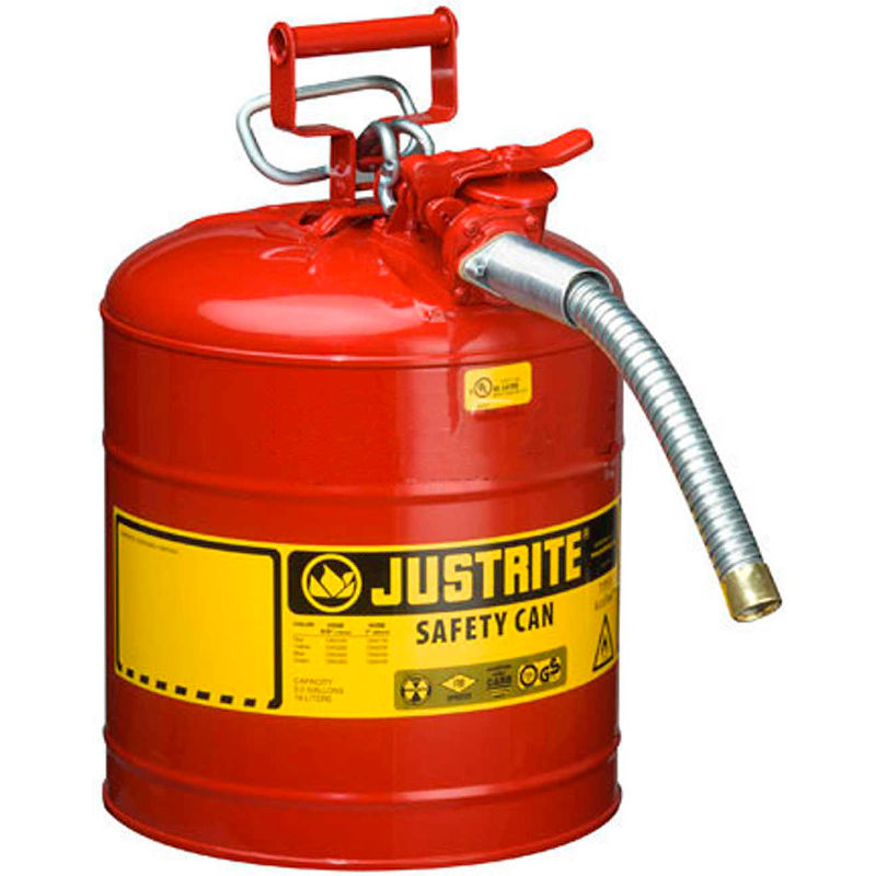 2-Gallon with 5/8" Flexible Spout Red Made In USA Justrite 7220120 Safety Can 