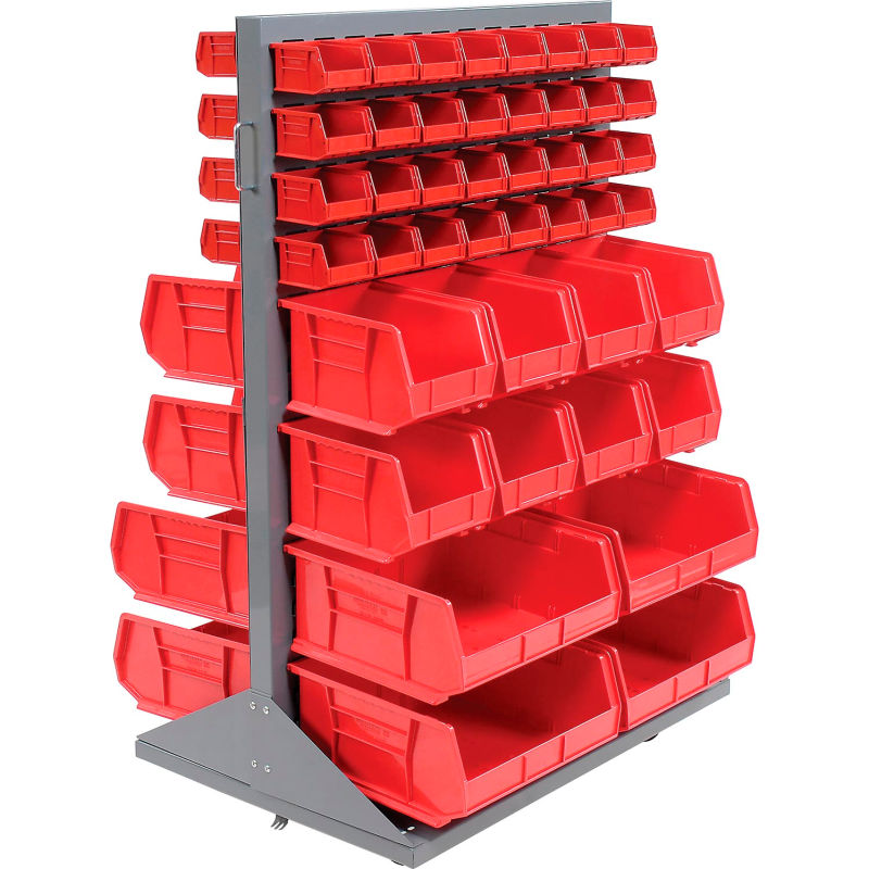 Double Sided Parts Rack Storage Shelf Organizer With 60 Removable Bins Double Sided Parts Rack Storage Shelf Organizer With 60 Removable Bins